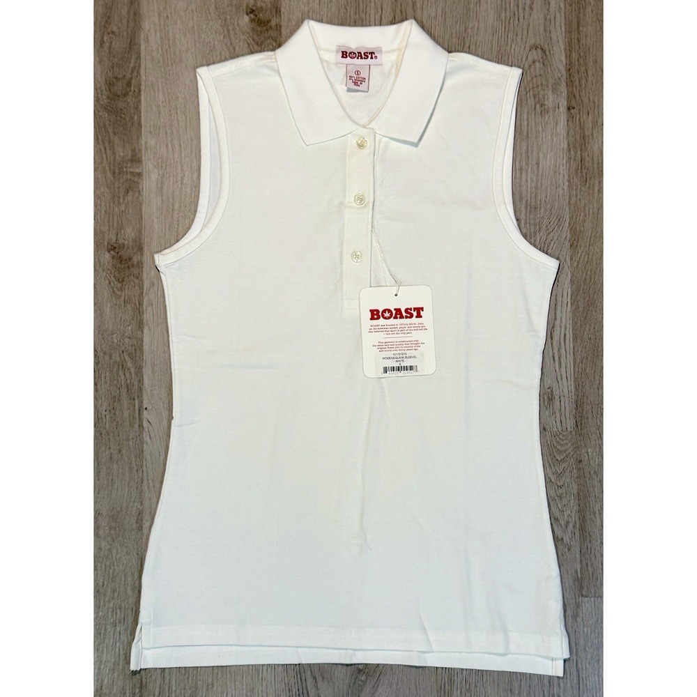 Boast Sleeveless Polo Shirt Women's S White Lightweight Collared Casual Tennis